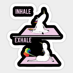 Funny Unicorn Yoga Pose Inhale Exhale Farting Unic Sticker